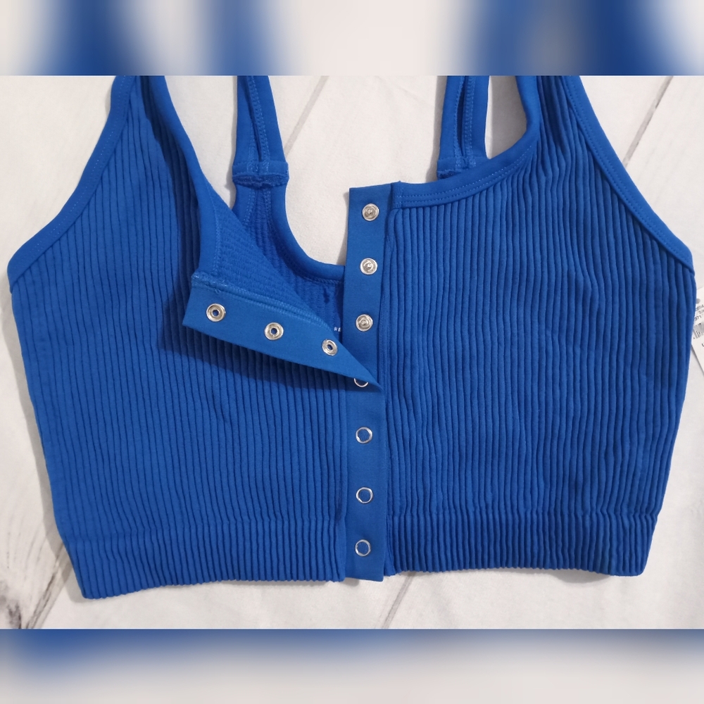 AERIE Longline Seamless Royal Blue Bralette - Picture 8 of 14
